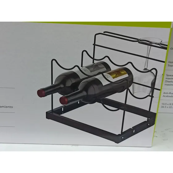Estante Para Vino C/soporte Para Copas/  Metal Bar Botellas