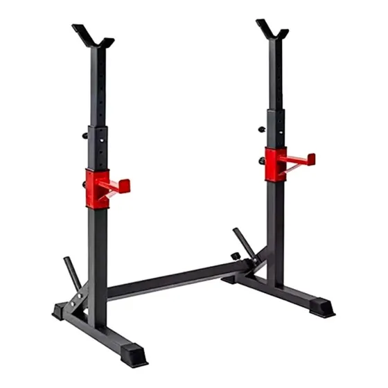 Rack Squat Sentadillas Ajustable Barra Pesas Pre Y Olimpica Estructura Negro Tapizado Rojo