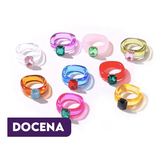 Anillos Tendencia Moda Chunky Funky Gema X 12 U.