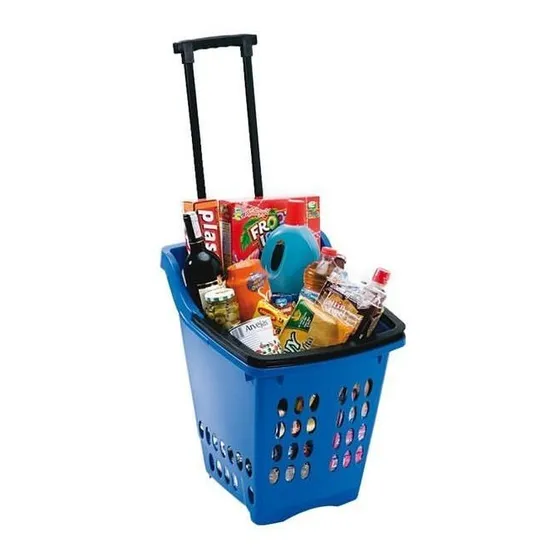  Carrito / Cesta De Mercado Azul O Rojo Con Agarre