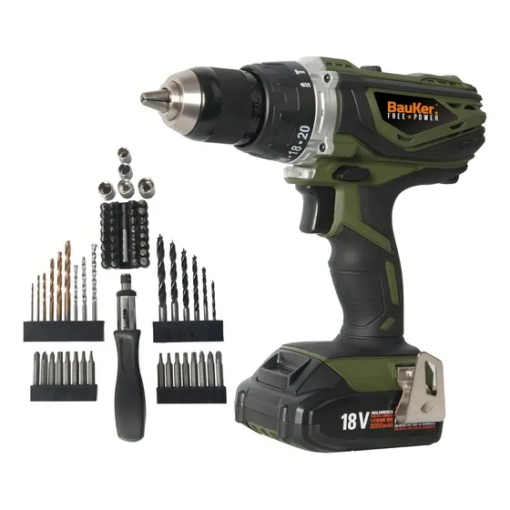 Taladro Percutor Inal Bauker 13mm 18v + 1 Bat + 70 Accesor