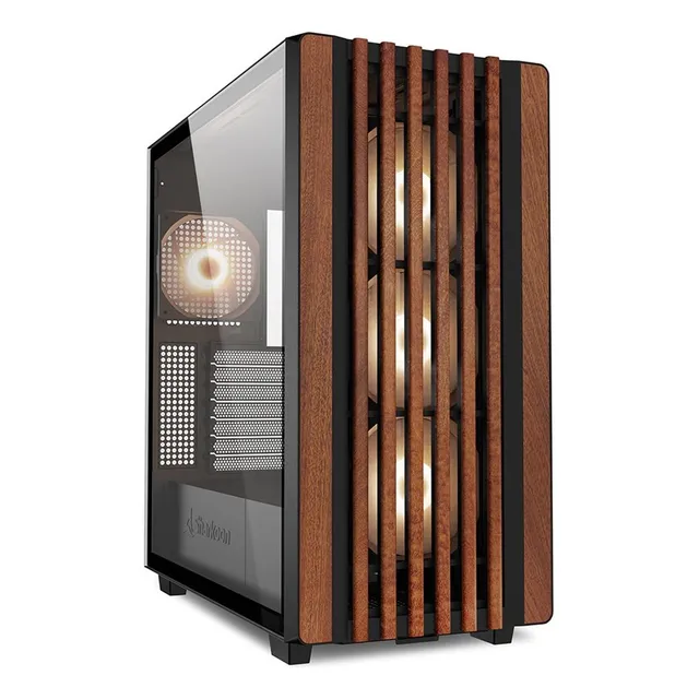 Gabinete Atx Gamer Sharkoon Rebel C70g Rgb Diseño Madera