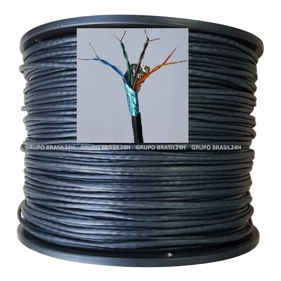 Cabo Rede Cat5e 305m Preto Ftp Blindado Net Internet Connect