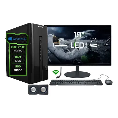 Computador Completo Intel I5 16gb, Ssd 480gb, Monitor 19 Kit 16 Gb