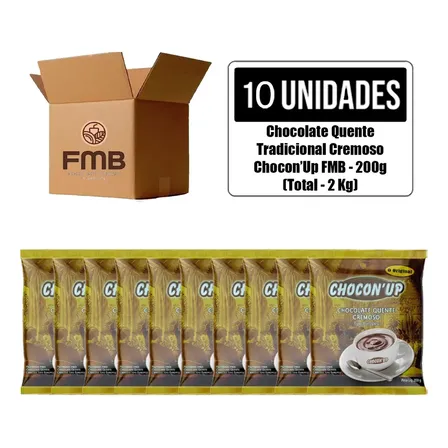 Kit 10 Chocolate Quente Cremoso Choconup Fmb 200g Em Pó