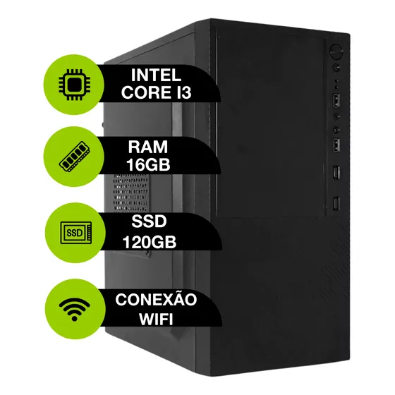 Computador Pc Intel Core I3 4ª Ram 16gb Ddr3 Ssd 120gb Win10