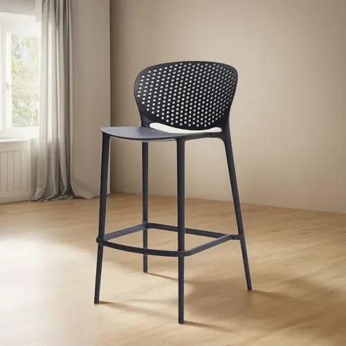 Banqueta Estela Banco Taburete Alto Barra Bar Cocina Isla Mate Liso Negro