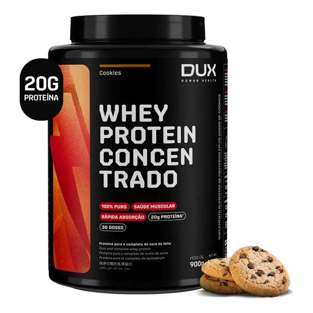 Dux Human Health Whey Protein Concentrado Suplemento 900g Cookies Dux Human Health Whey Protein Concentrado Suplemento 900g Cookies