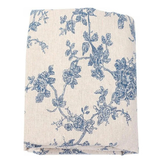 Mantel En V Azul Con Estampado Floral Retro, Algodón Y Lino, Mantel En V Azul Con Estampado Floral Retro, Algodón Y Lino,