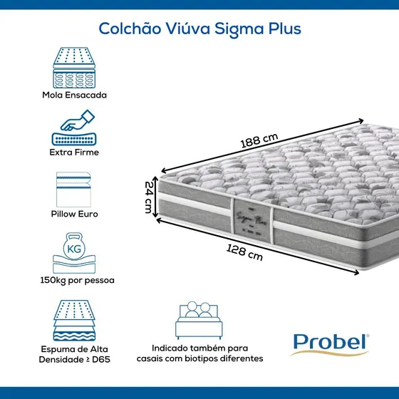 Colchão Viúva Mola Ensacada Probel Sigma Plus