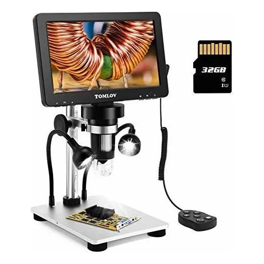 Tomlov Microscopio Digital Lcd De 7 Con Tarjeta Sd De 32gb