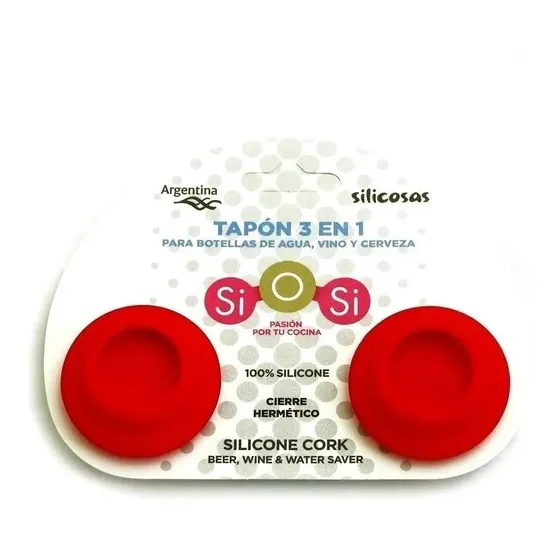 Set X 2 Tapon Botella Silicona 3 En 1 Si O Si Tapa Calidad