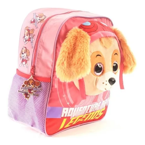 Mochila Espalda Paw Patrol Peluche 3d Rosa 13 Pulgadas