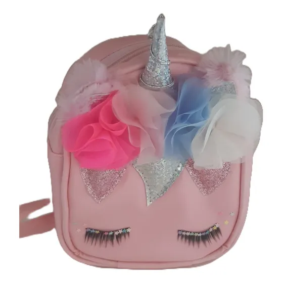 Mochila Mochilinha Pq Bolsa C/ Brilho Infantil Unicórnio 
