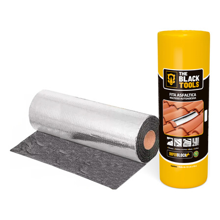 Manta Asfáltica Auto Adesiva Telhado Aluminizada 45cm X 10m Manta Asfáltica Auto Adesiva Telhado Aluminizada 45cm X 10m