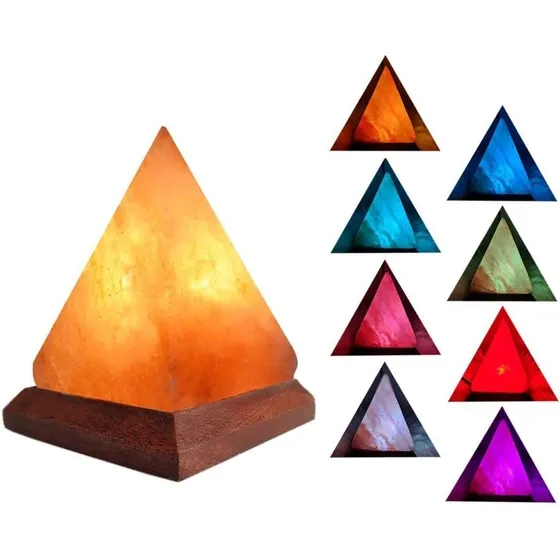 Lampara De Sal Piramide Con Color Himalaya Real Usb Portatil Estructura Marrón
