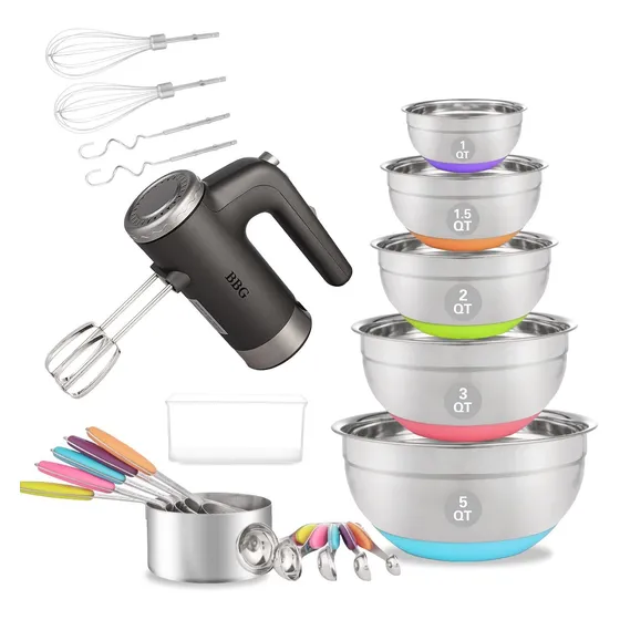 Bbg Juego Cuenco Mezclador Cocina 400 5 Velocidad Mezcla