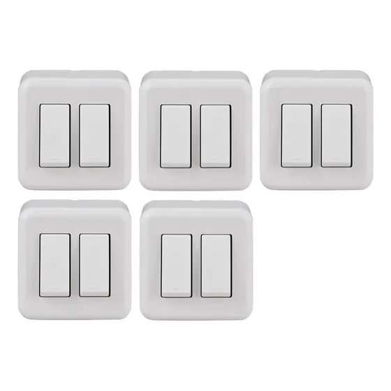 Interruptor Doble Sobrepuesto Casquete Stanford 5 Unidades