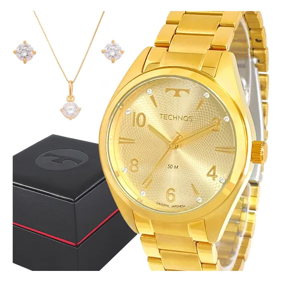Relógio Feminino Technos Dourado Prata Original Com Garantia