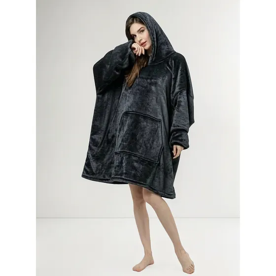 Maxi Poleron Sherpa Huggia Hoodie Bata Con Capucha Chiporro