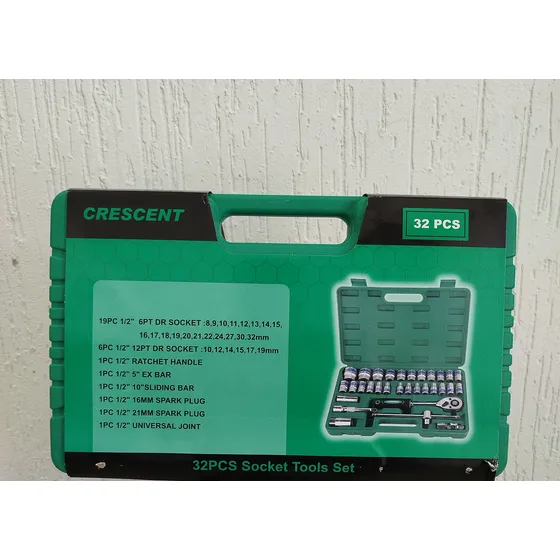 Caja Herramienta 32 Piezas Dados Llaves Mecanica Rache 1/2