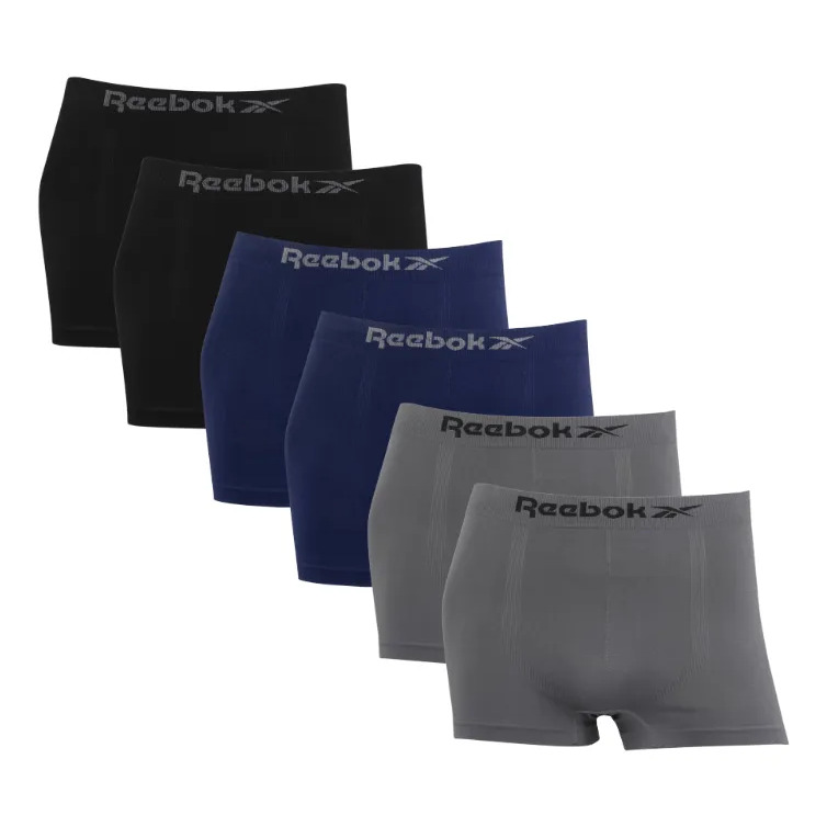 Kit 6 Cuecas Boxer Reebok Classic Microfibra Sem Costura Kit 6 Cuecas Boxer Reebok Classic Microfibra Sem Costura