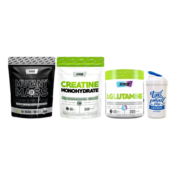 Star Nutrition Mutant 1,5 Kg Cookies And Cream + Creatina X300 Gr + Glutamina X300 Gr + Vaso