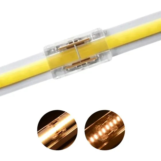 Kit 5 Conector Emenda Fita Led Cob 2 Vias Monocor 8mm Tensão de operação 12V