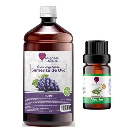 Kit Óleo De Alecrim 10ml + Óleo De Semente De Uva 1 L -puros Kit Óleo De Alecrim 10ml + Óleo De Semente De Uva 1 L -puros