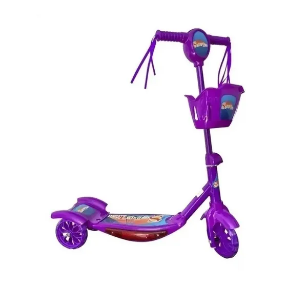 Patineta Scooter Para Niños Con Luces Y Canasta De 3 Ruedas