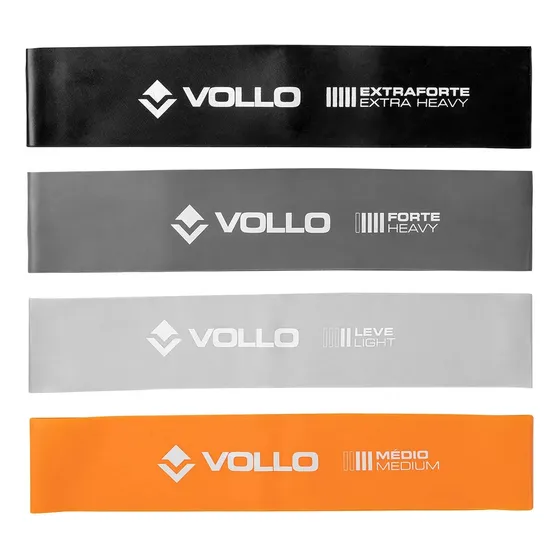 Mini Bands Kit Com 4 Faixas De Exercício Treino Vollo