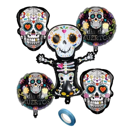 5 Globos Día De Los Muertos Catrina Halloween