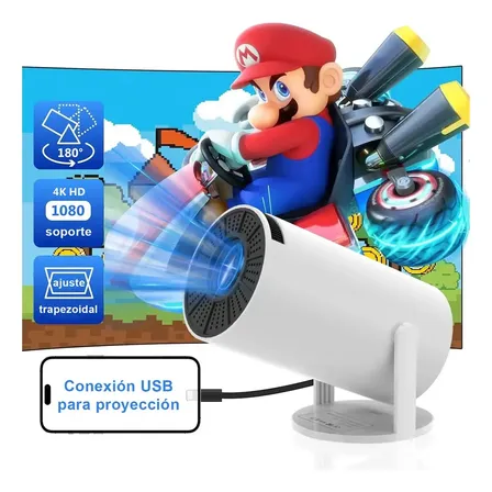 Proyector Casa De Deseos Mini Portátil Profesional 1080p Hd Led Compatible Con Conexiones Usb Y Hdmi Conecta A Celular Pc Tv Stick Y Consolas Y Más Sin Android Sin Funciones Wifi Y Bluetooth Blanco