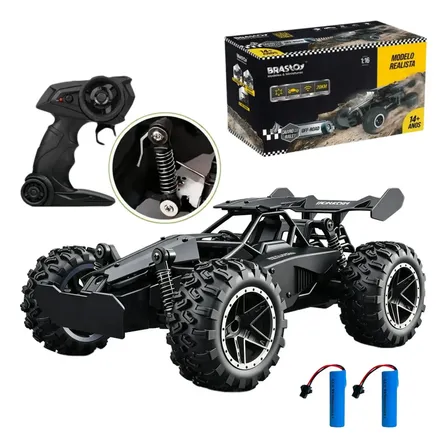 Carrinho Controle Remoto Recarregável Grande Off Road Cross Preto -Brastoy