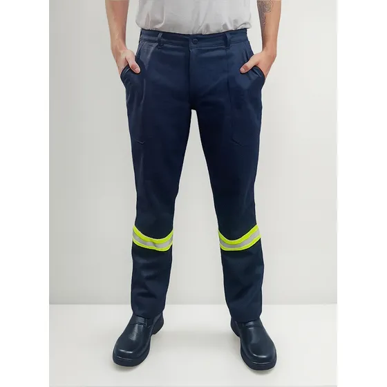 Calça De Uniforme Brim Pesado Com Faixa Refletiva