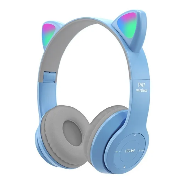 Auriculares Vincha Orejas De Gato Recargables Con Luces Led 