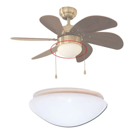 Plafón Cristal De Repuesto Para Ventilador Decorativo C/luz Diámetro 16 cm