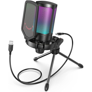 Microfone Condensador Gamer Led Usb Com Pop Filter E Tripé ! Microfone Condensador Gamer Led Usb Com Pop Filter E Tripé !