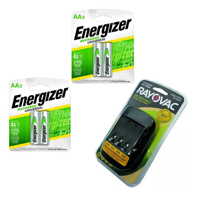 Cargador Pilas Rayovac+4 Baterías Aa Energizer 2000 Mah Nimh