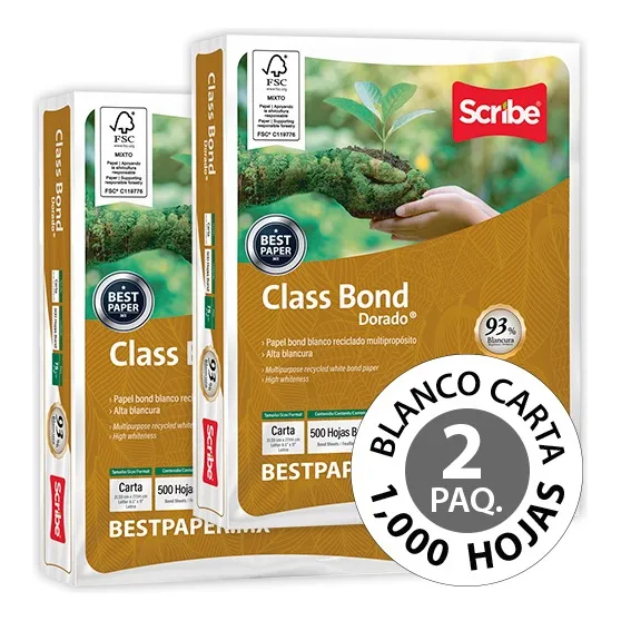 Papel Class Bond Dorado Carta - 2 Paquetes (1,000 Hojas)