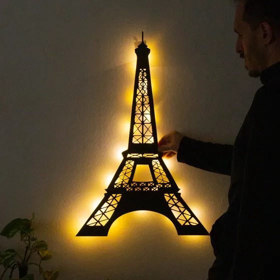 Cuadro Decorativo Con Luz - Torre Eifell