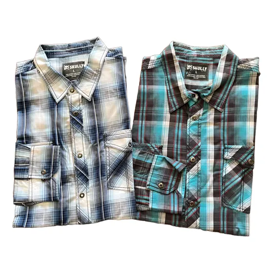 Camisa Skully Caballero Algodón Botones A Presión Manga Lar