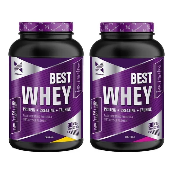 Xtrenght Best Whey Protein 2 Lb X 2 Unidades Potenciada Sabor Banana/frutilla