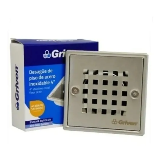 Rejilla Centro Piso Desague Quality Metal Satinada 10x10cm