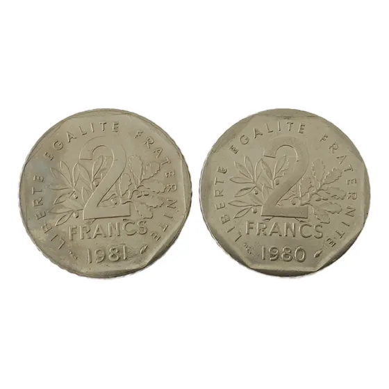 França 2 Moedas 2 Francos 1980 E 1981