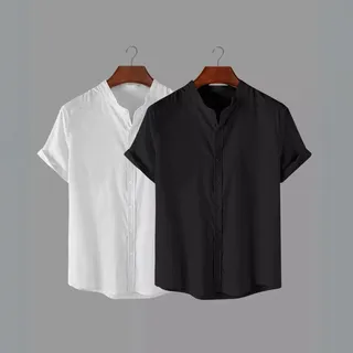 Kit 2 Camisa Masculina Gola Padre Manga Curta Versatil Kit 2 Camisa Masculina Gola Padre Manga Curta Versatil