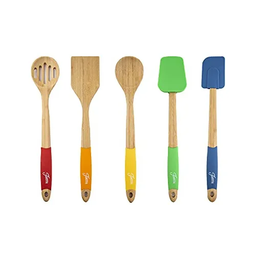 Fiesta Bamboo 5 Piezas De Silicona Utensil B9z4o