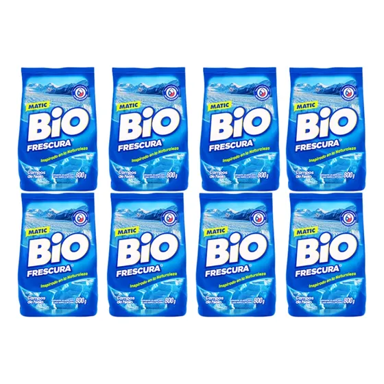 Pack 8 Detergente En  Polvo Bio Frescura 800g Colección