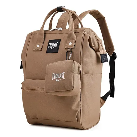 Mochila Cartera Boca De Pez Billetera Everlast Color Kaky Diseño De La Tela Lisa