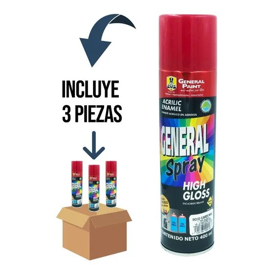 3 Pz - Pintura General Paint A2309 Rojo Cardenal